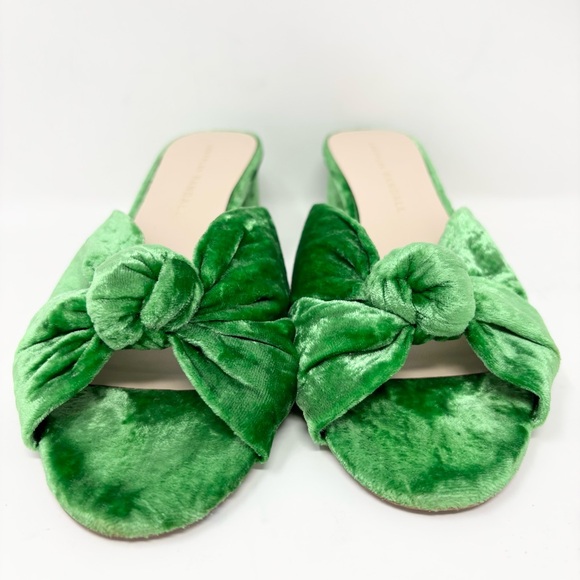 Loeffler Randall Celeste Velvet Knot Mid Heel Slide Sandals Green Size 6.5 - Picture 3 of 12